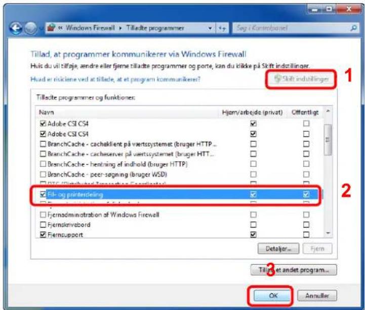 KYOCERA ECOSYS M2635dn - Vælg afkrydsningsfeltet [Fil- og printerdeling]. - 1
