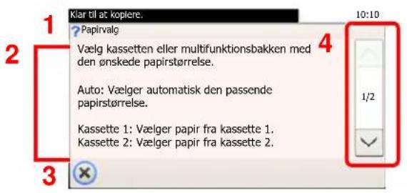 Klar til at kopiere. Papirvalg Vælg kassetten eller multifunktionsbakken med den ønskede papirstørrelse. Auto: Vælger automatisk den passende papirstørrelse. Kassette 1: Vælger papir fra kassette 1. Kassette 2: Vælger papir fra kassette 2.