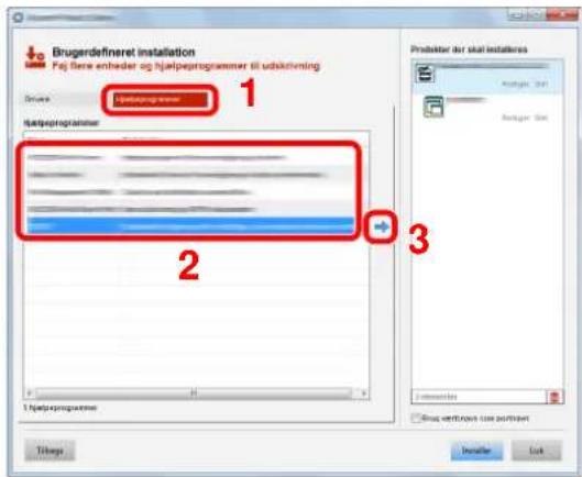 Brugerrdefineret installation Fog forre enheder og hjelpeprogrammer til udvaktning 1 Productor for skal installatres A##gge 301 B##### 50 2 3 1 Njelpeprogrammer Tilungs Installar Lock