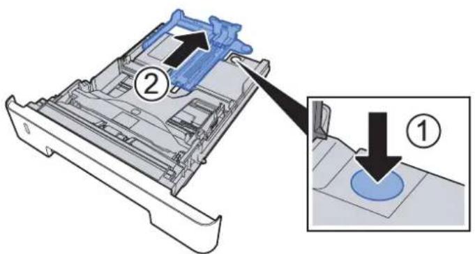 Diagram showing a device component with labeled parts and an inset highlighting a blue circular feature, likely illustrating a machining or assembly process.