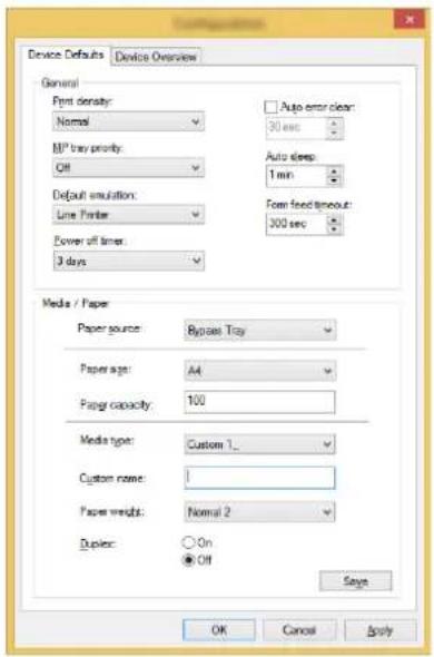 KYOCERA ECOSYS M2540dn - Standard indstillinger for enhed - 1