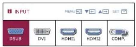 INPUT DSUB DV1 HDMI1 HDMI2 COMP.