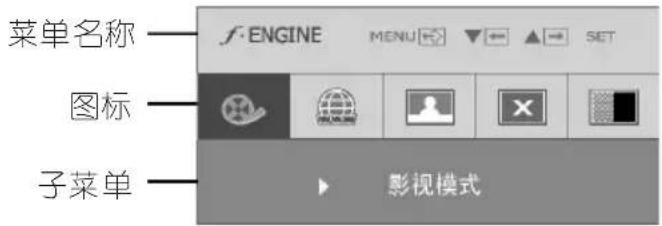 菜单名称 图标 子菜单 f·ENGINE MENU SET 影视模式