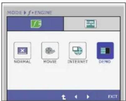 MODE > f•ENGINE NORMAL MOVIE INTERNET DEMO EXIT