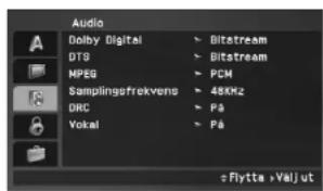Audio Dolby Digital DTS MPEG Samplingsfrekveng DRC Vokai Bitstream Bitstream PCM 48KHz På Flytta - Valjut