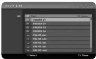 Movie List GO Root 10 Items FOLDER 01 FOLDER 02 FOLDER 03 FOLDER 04 File 01.xml File 02.xml File 03.xml File 04.xml Select E+ Close