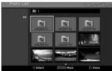 Photo List BD FOLDER 01 FOLDER 02 FOLDER 03 FOLDER 04 FOLDER 05 © Select © Select Mark S: Close