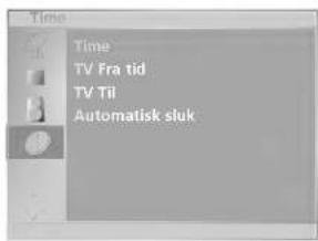 Time TV Fra tid TV Til Automatisk sluk