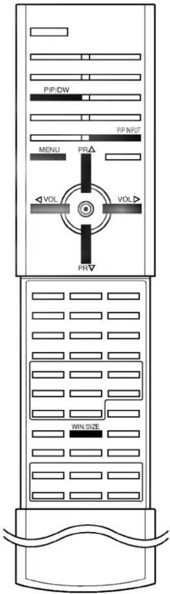 PIP/DW PIP INPUT MENU PR VOL VOL PR WIN.SIZE