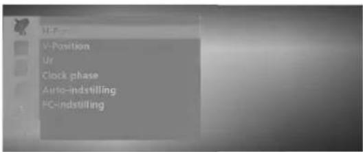 V-Position Ur Clock phase Auto-indstilling PC-indstilling