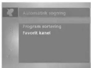 Automatisk sogning Program sortening Favorite kanel