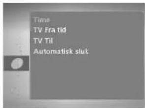 Time TV Fra tid TV Til Automatisk sluk