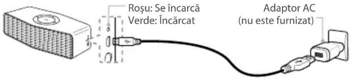 Roșu: Se încarcă Verde: Încărcat Adaptor AC (nu este furnizat)