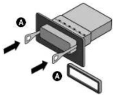 Diagram showing a device with labeled components A and directional arrows indicating flow or movement.