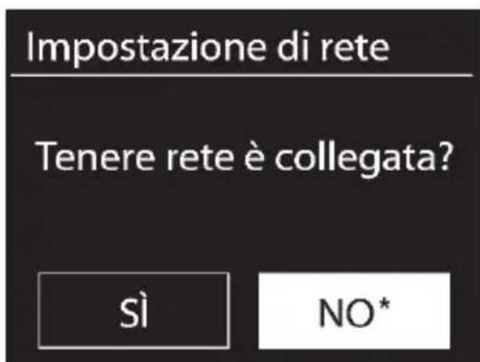 Impostazione di rete Tenere rete è collegata? sì NO*