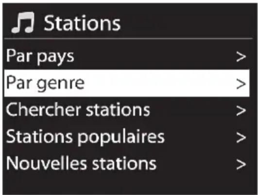 Stations Par pays > Par genre > Chercher stations > Stations populaires > Nouvelles stations >
