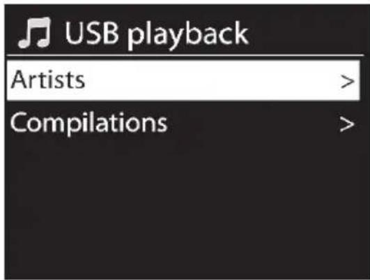USB playback Artists > Compilations >