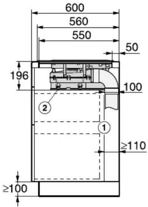600 560 550 50 196 100 ② ① ≥110 ≥100