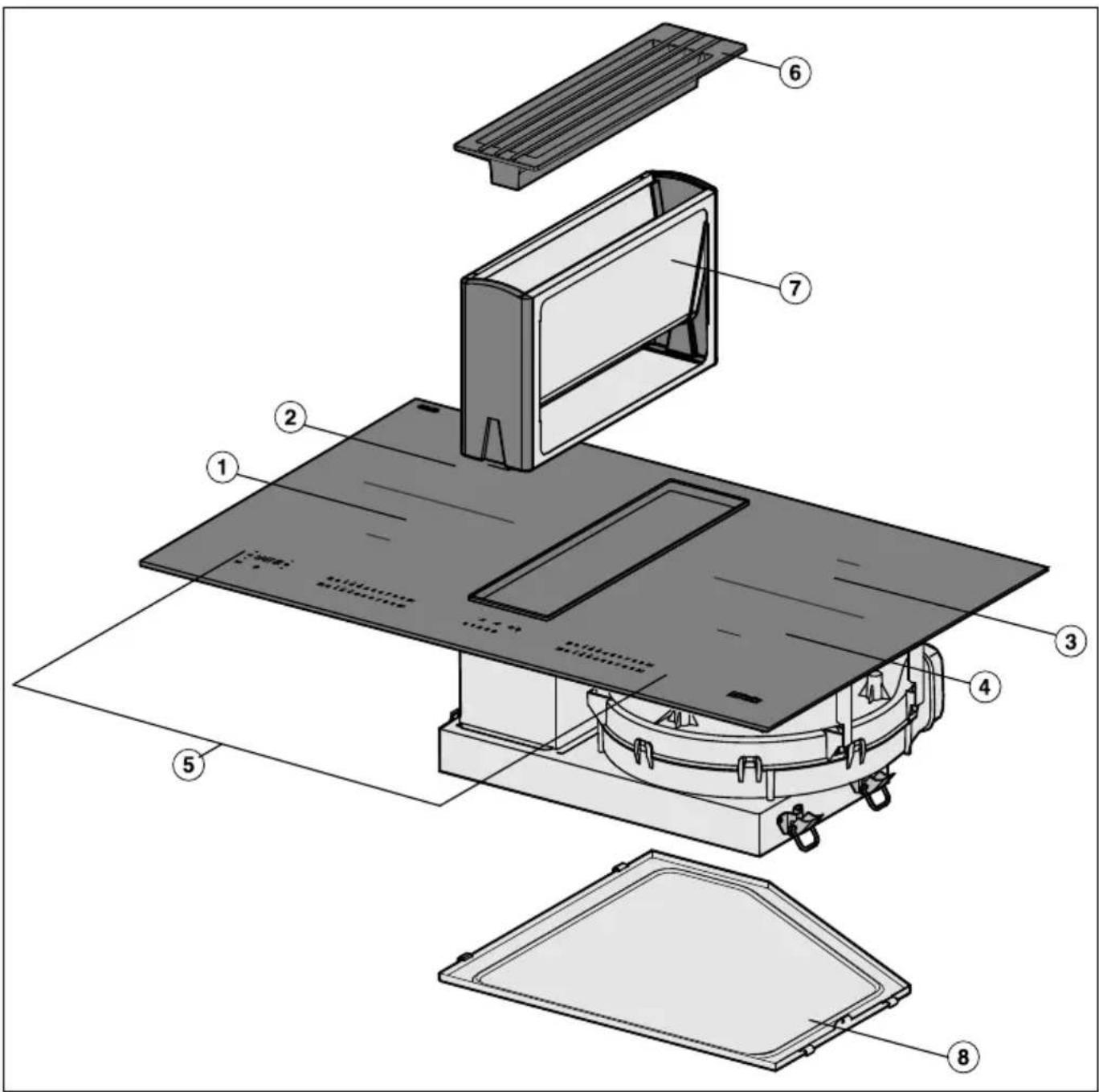 Exploded view diagram of a device with numbered components for identification