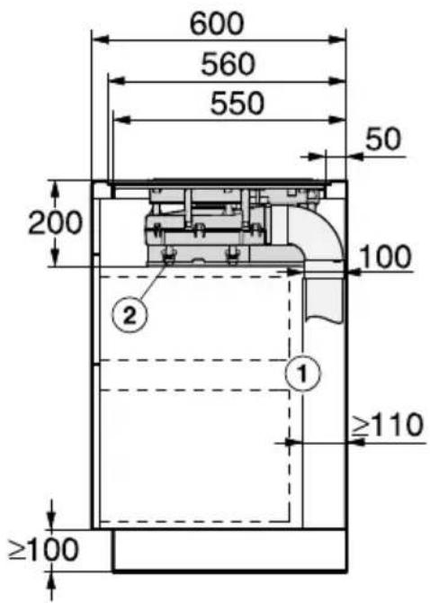 600 560 550 50 200 100 ② ① ≥110 ≥100