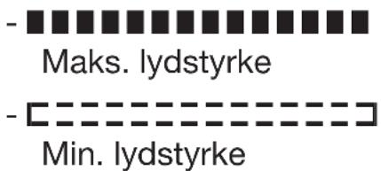 - Maks. lydstyrke - Min. lydstyrke