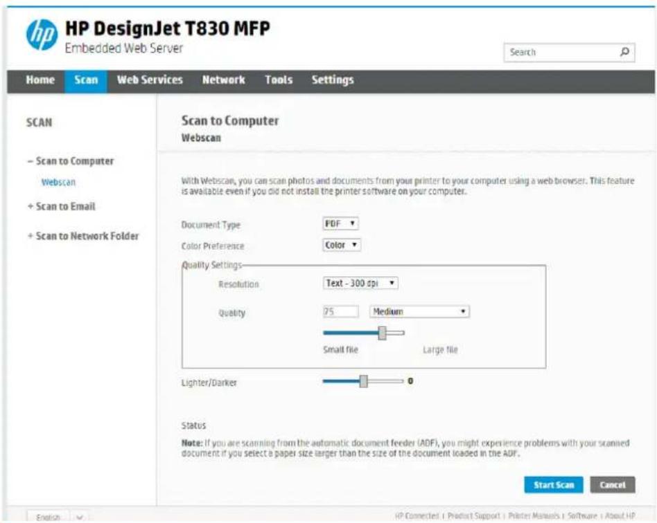 HP DesignJet T830 - Start Scan - 7