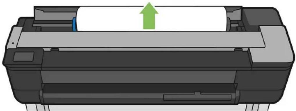 HP DesignJet T830 - Rul rullen tilbage. Du kan mærke modstand, hvis papiret sidder fast. Træk med et fast greb. - 1