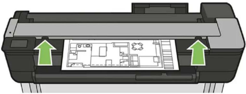 HP DesignJet T830 - Fjernelse af papirstop i scanner - 1