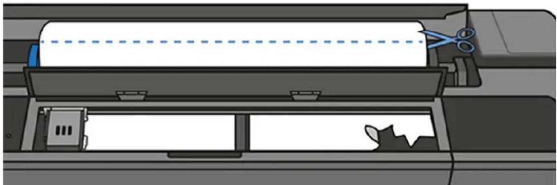 HP DesignJet T830 - Klip papiret over, hvis det er nødvendigt - 7