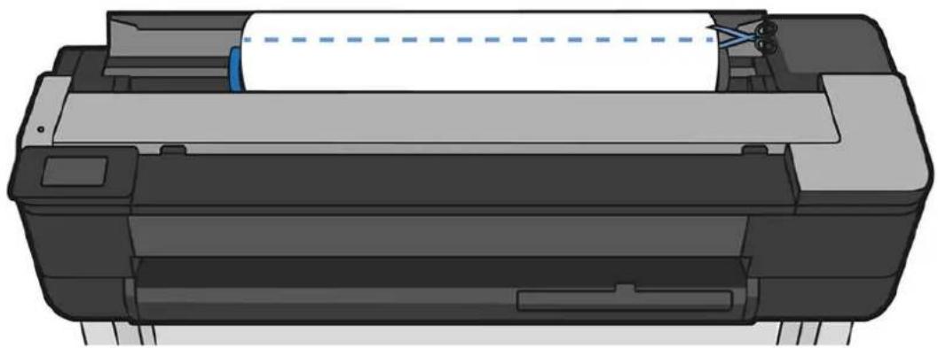HP DesignJet T830 - Klip papiret over, hvis det er nødvendigt - 1