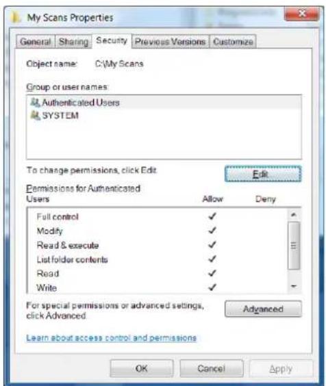 HP DesignJet T830 - Eksempel: Opret en scan-til-netværk-mappe under Windows - 3