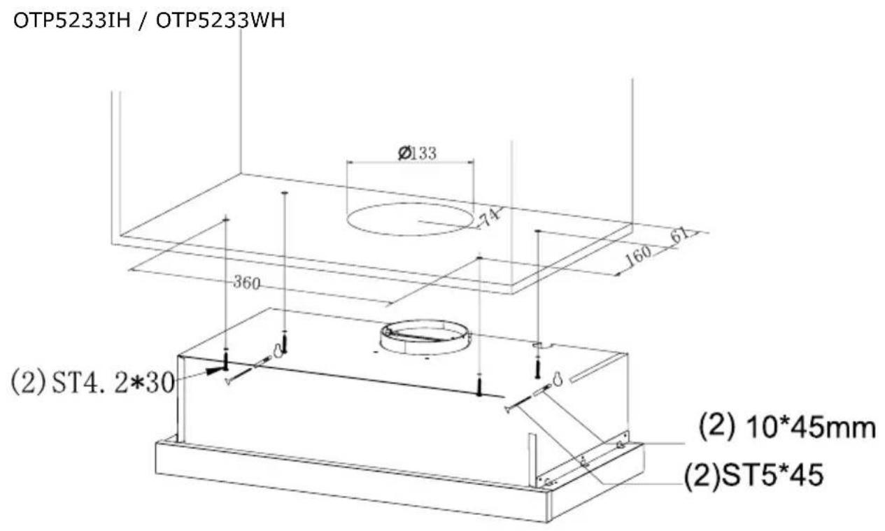 OTP5233IH / OTP5233WH Ø133 74 160 61 360 (2) ST4. 2*30 (2) 10*45mm (2)ST5*45