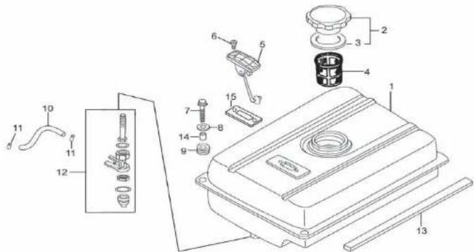 Technical diagram of a mechanical assembly with numbered components for identification