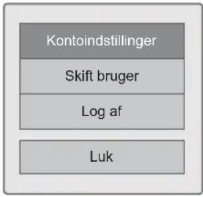 Kontoindstillinger Skift bruger Log af Luk