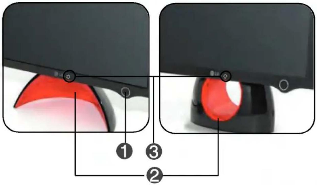 Diagram showing a red eye contact with labeled parts: 1, 2, 3, and a close-up of the eye's tip.