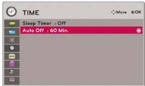 TIME Sleep Timer : Off Auto Off : 60 Min.