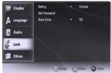 LG BH100 - Menuen Lock (låse) (forældrekontrol) - 1