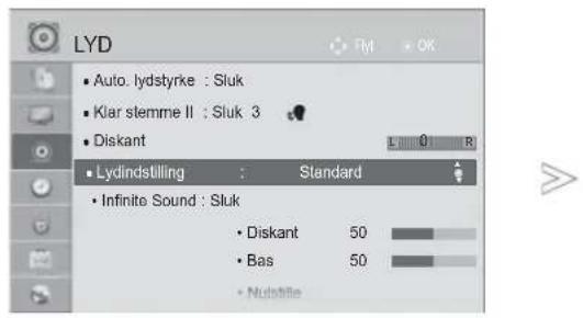 LG 42LD750 - Justering af niveauet for Klar stemme, når der er valgt Tænd - 3