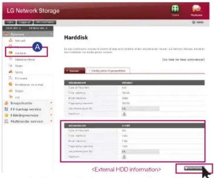 LG N1A1DD1 - 3-5. Funktionsvælger Ændring af kapacitet i eksternt HDD - 1