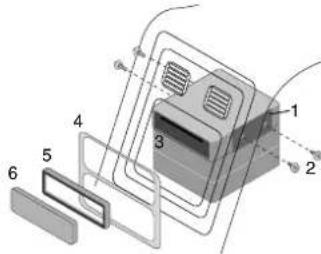 Diagram of a device with numbered components, likely illustrating a multi-layered assembly or packaging process.