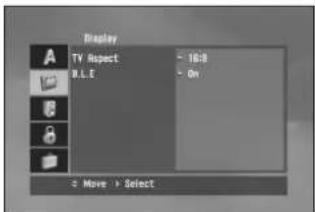 Display TV Aspect B.L.E - 16:0 - On < Move > Select