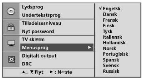 LG 264000 - Valg af diskens skæmmenusprog - 1