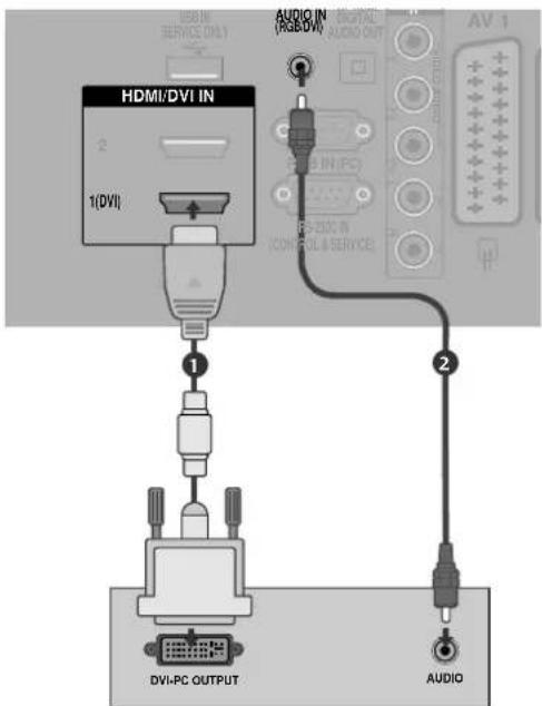 LG 264000 - Tilslutning med t HDMI to DVI-kabel - 1