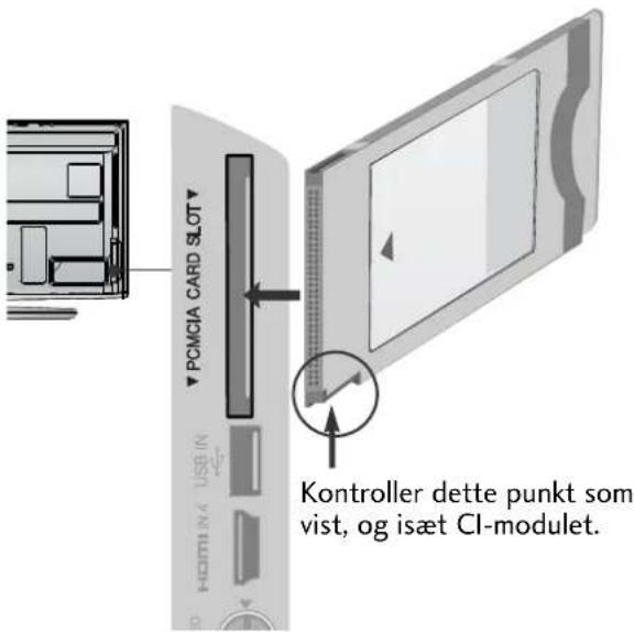 PCMCIA CARD SLOT Kontroller dette punkt som vist, og isæt CI-modulet.