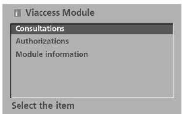 Viaccess Module Consultations Authorizations Module information Select the item