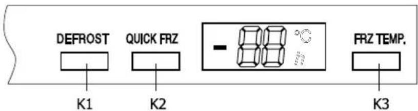 DEFROST QUICK FRZ - FRZ TEMP. K1 K2 K3