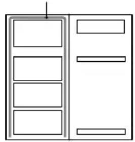 Simple line drawing of a cabinet or storage unit with four compartments, no text or symbols present.