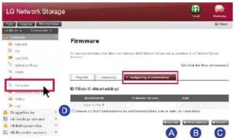 LG N1T1DD1 - Backup af indstillingsværdi - 1