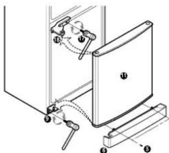 Technical diagram showing mechanical assembly with numbered components and motion indicators.