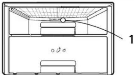 Technical diagram of a refrigerator interior with labeled components and a numbered annotation pointing to the front panel.